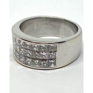 Designer Signed KOBI 2.4CT VS H Princess Cut Diamond 8.5MM 18k Gold Band Ring 7